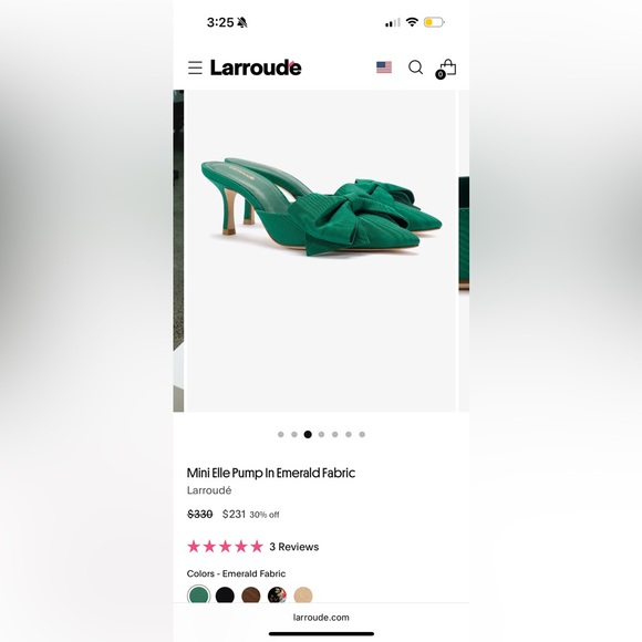Larroudé Emerald Green Mini Elle Pumps - Picture 2 of 3
